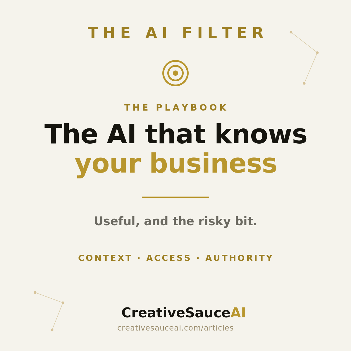The useful AI is the one that knows your business. That's also the risky bit.