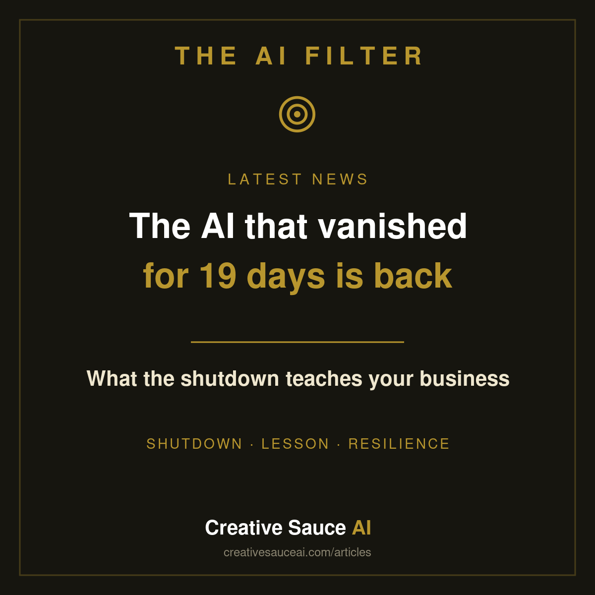 The AI that vanished for 19 days is back. Here is the lesson.