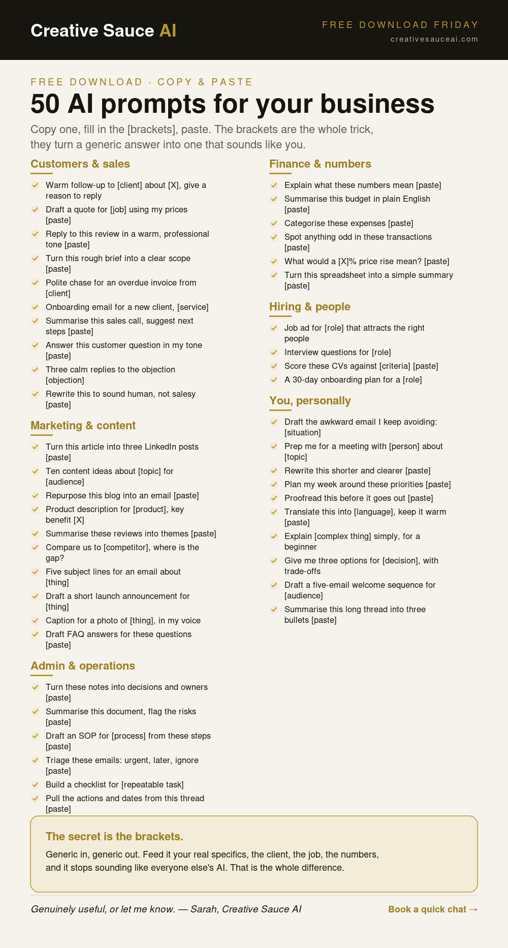 50 AI prompts for your business
