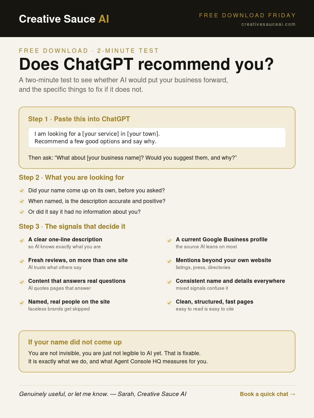 Does ChatGPT recommend you?