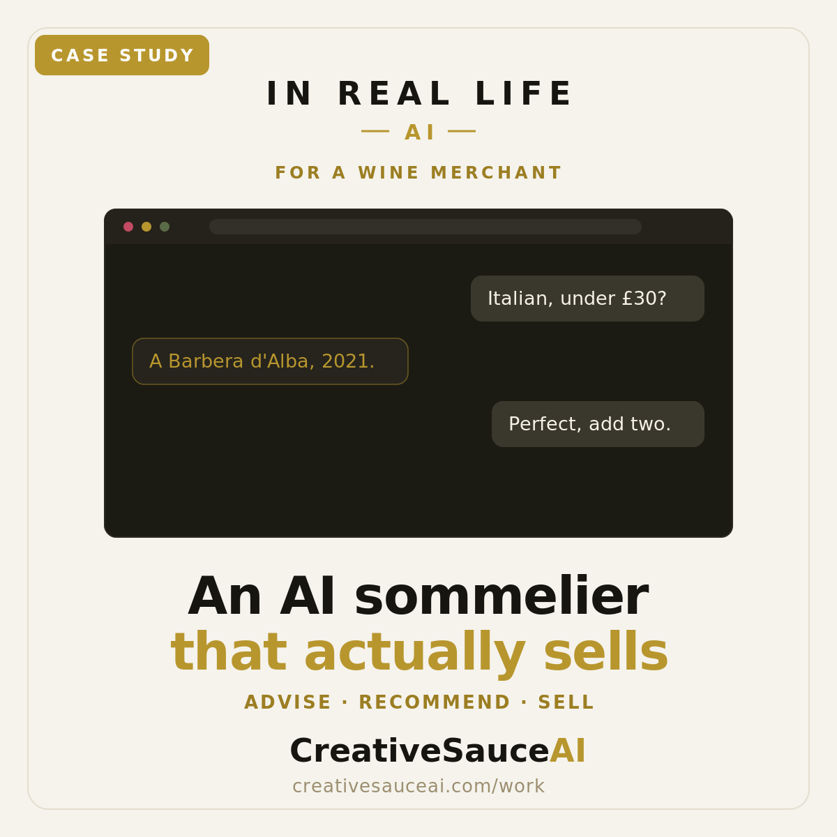 The AI Sommelier, a conversational wine advisor